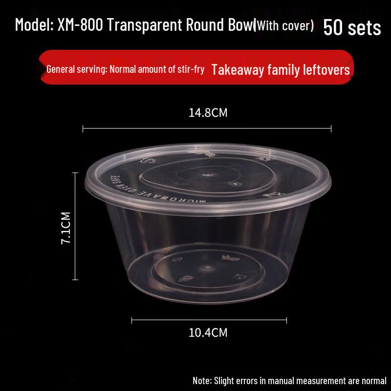 

Disposable Round Plastic Bowls with Lids (50 Sets)