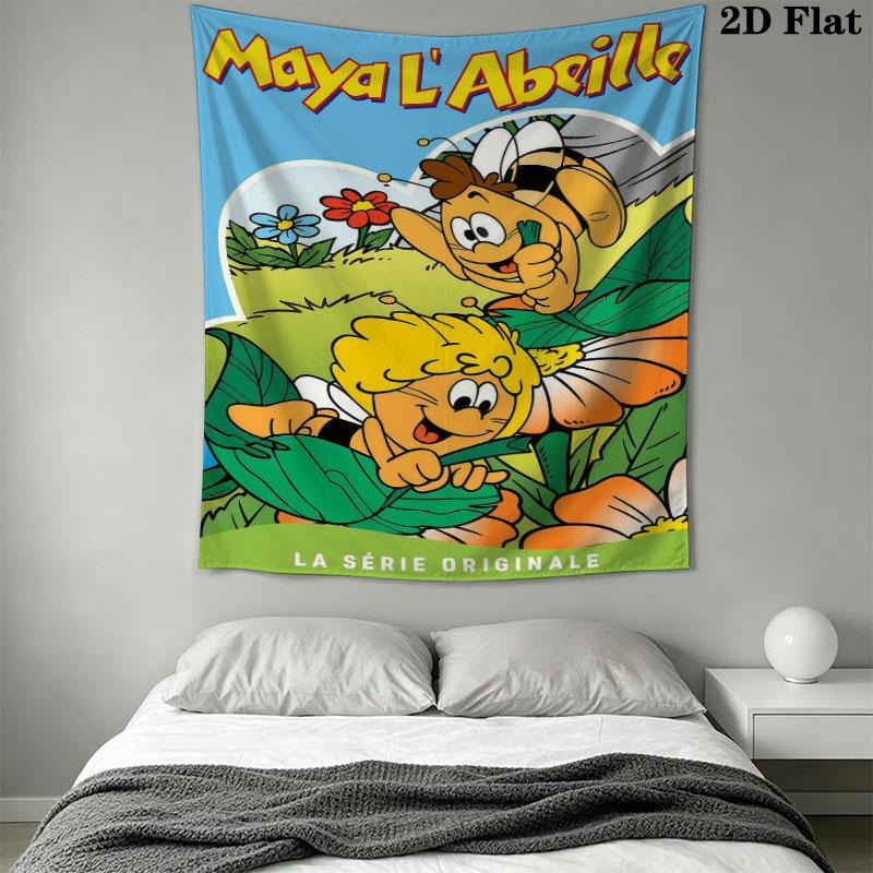 Maya the Bee Wall Tapestry Aesthetic Wall Hanging Printed Fabric Blanket Decorative Tapestries for Bedroom Living Room Home Decor