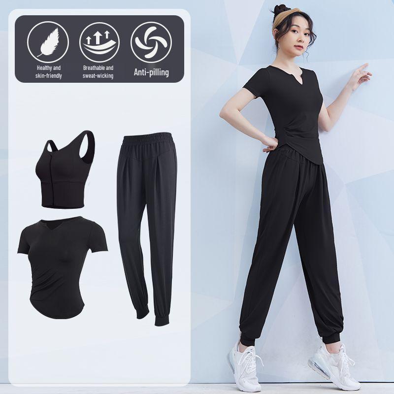 Women's Spring/Summer Yoga Suit Set - Short Sleeve Activewear for Outdoor Runs, Pilates, and Fitness Training