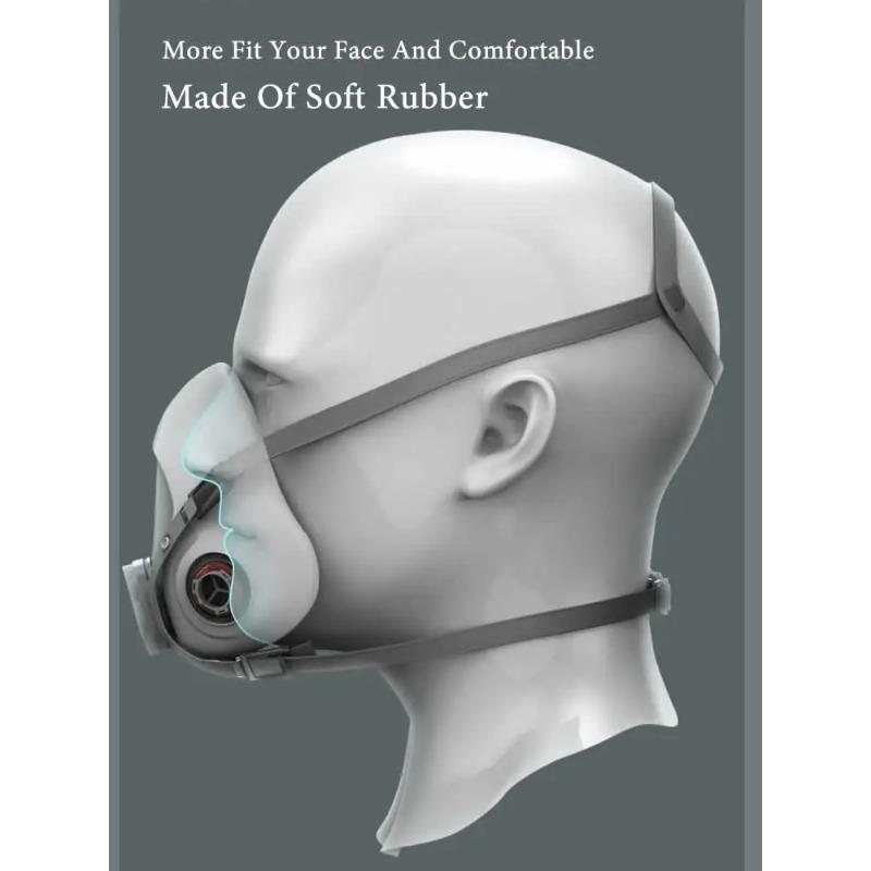 1pcs 6200 Dust Gas Respirator Reusable Rubber Half Face Mask Only For Painting Spraying Work Safety General Connection Port