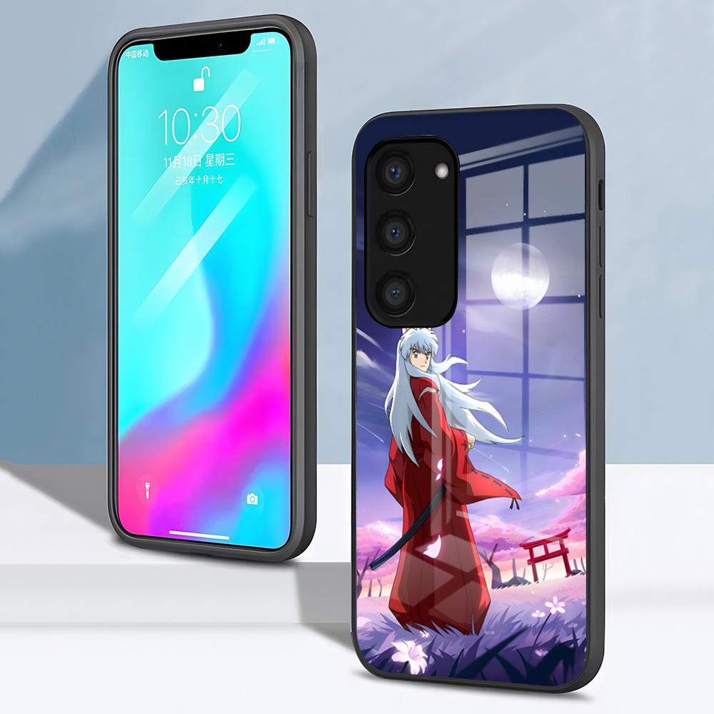 Anime I-Inuyasha Phone Case For Samsung S26 S25 S24 FE S23 S22 S21 Plus S20 Ultra Note20Ultra Black Glass Cover
