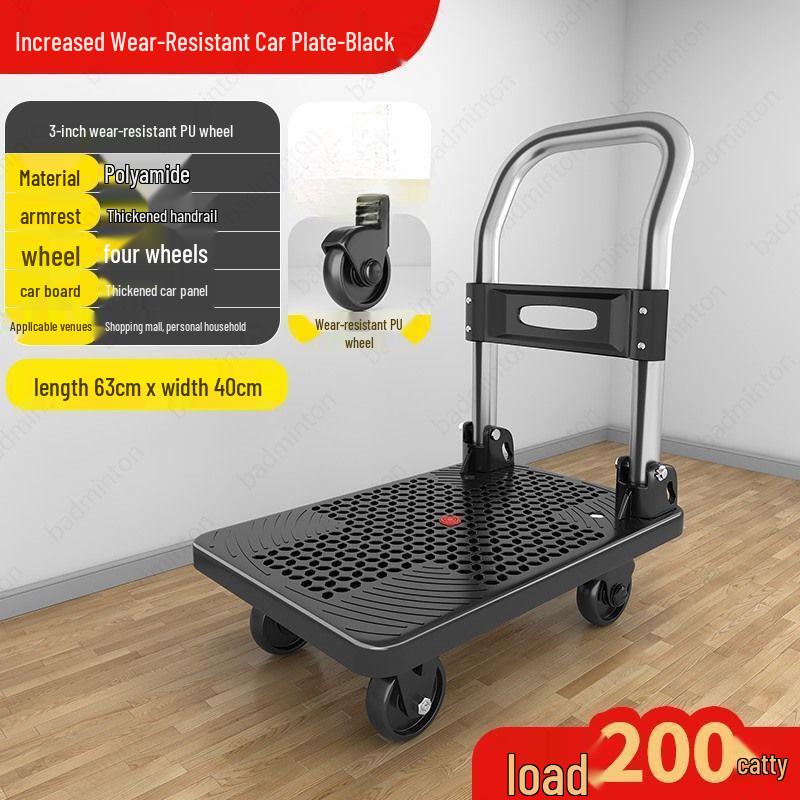 Compact Folding Silent Trolley: 4-Wheel Cart for Cargo, Household Moving, and Handling.