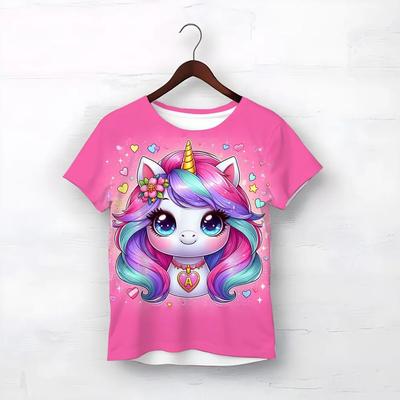 High Quality Smile Unicorn T Shirt Pink T-Shirts for Girls Summer 2025 Children's Clothes Best Baby Girl Birthday Gift Kids Tops