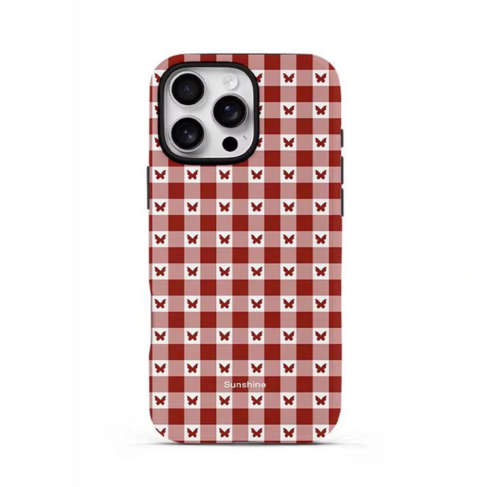 

Luxury Clmj Bow Grid Phone Case for iPhone 17 17e 16e 16 15 14 13 12 11 X XS XR XSMAX Air Pro Max Plus Double-layer Back Cover iPhone 13