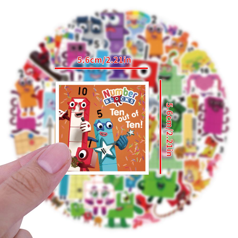 60-Piece Waterproof Number Blocks Stickers for Kids' Toy Computers and Phones