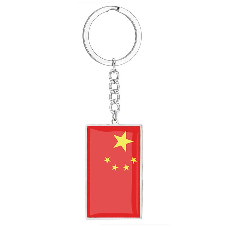 Stainless Steel Epoxy Canada Australia Flag Keychains Rectangle National Flag Pendant Car Key Chain