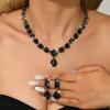 European and American Versatile Bridal Earrings, Necklace, Two Piece Set, Full Diamond Water Drop Alloy Accessories