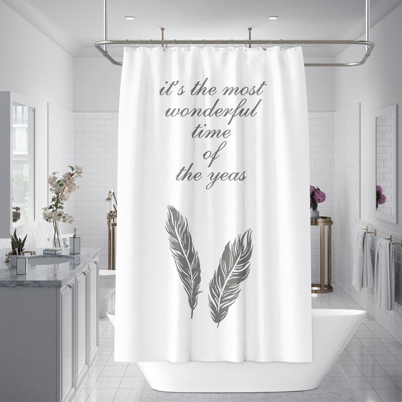 Bathroom Thickened Waterproof Curtain Mildew Proof Shower Curtain Shower Partition Curtain Shower Curtain Bathroom Curtain Free Perforation