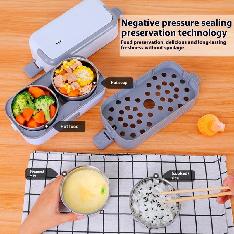 Electric Lunch Box Double Layer Insulated Food Heater for Dormitory Kitchen Office Travel Food Storage Container