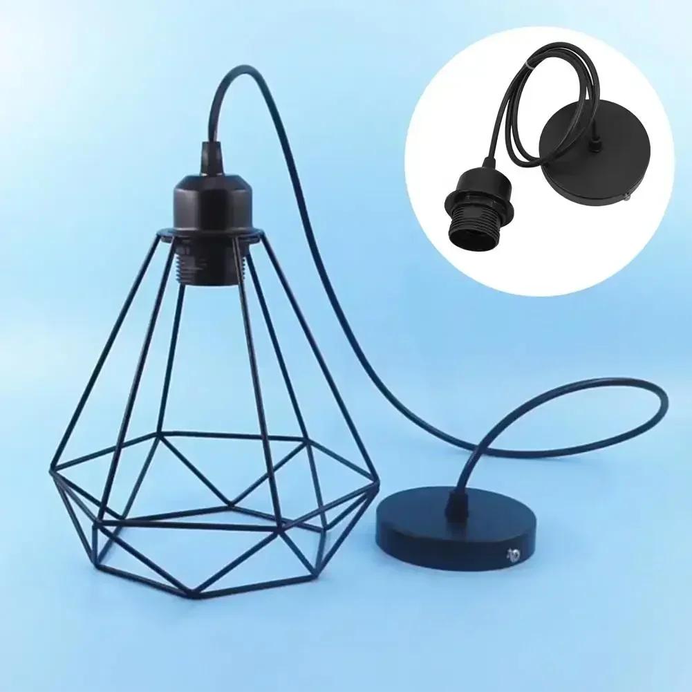 E27 Pendant Light Holder Kit 1m Hanging Wire with iling Socket Vintage Lamp Holder for DIY Chandelier Black White Color Choic