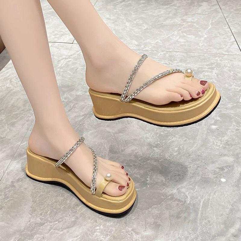 Small Man with Toes and Slippers, Women's 2025 Spring and Summer New Wear-resistant Muffin Thick-soled Wedge Sandals