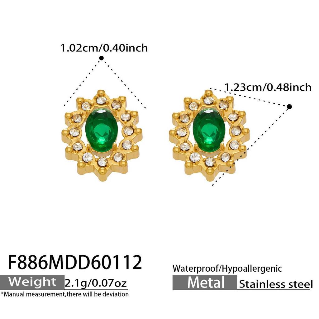 Douyin Trend Wassertropfen Strass Zirkon Anhänger Halskette & Ohrringe Damen Set, 18 Karat Vergoldeter Edelstahl.