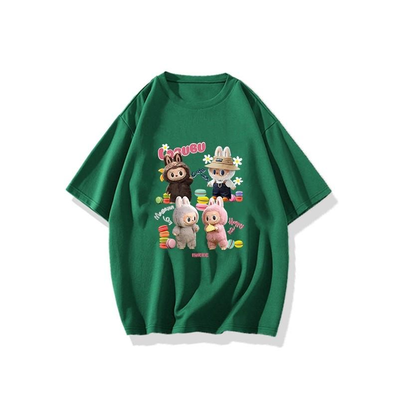 New Loose LABUBU Printing Women Tees Round Neck Short Sleeved T-shirt Fashion Causal Daily Tops