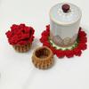1pc Handmade Crochet Tulip Flower Bouquet Coaster with Floral Basket, Heat-Resistant Tabletop Decor for Home Decoration Gifts