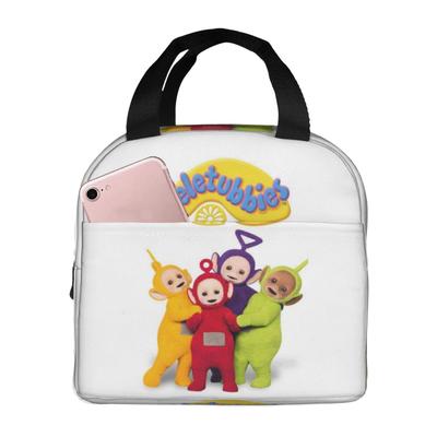 Teletubbies Insulated Lunch Bag with Clasp, Black, Bento Box, Insulated, Cooler Bag with Zipper, Compact, Soft Cooler Bag, Tote/Eco Bag
