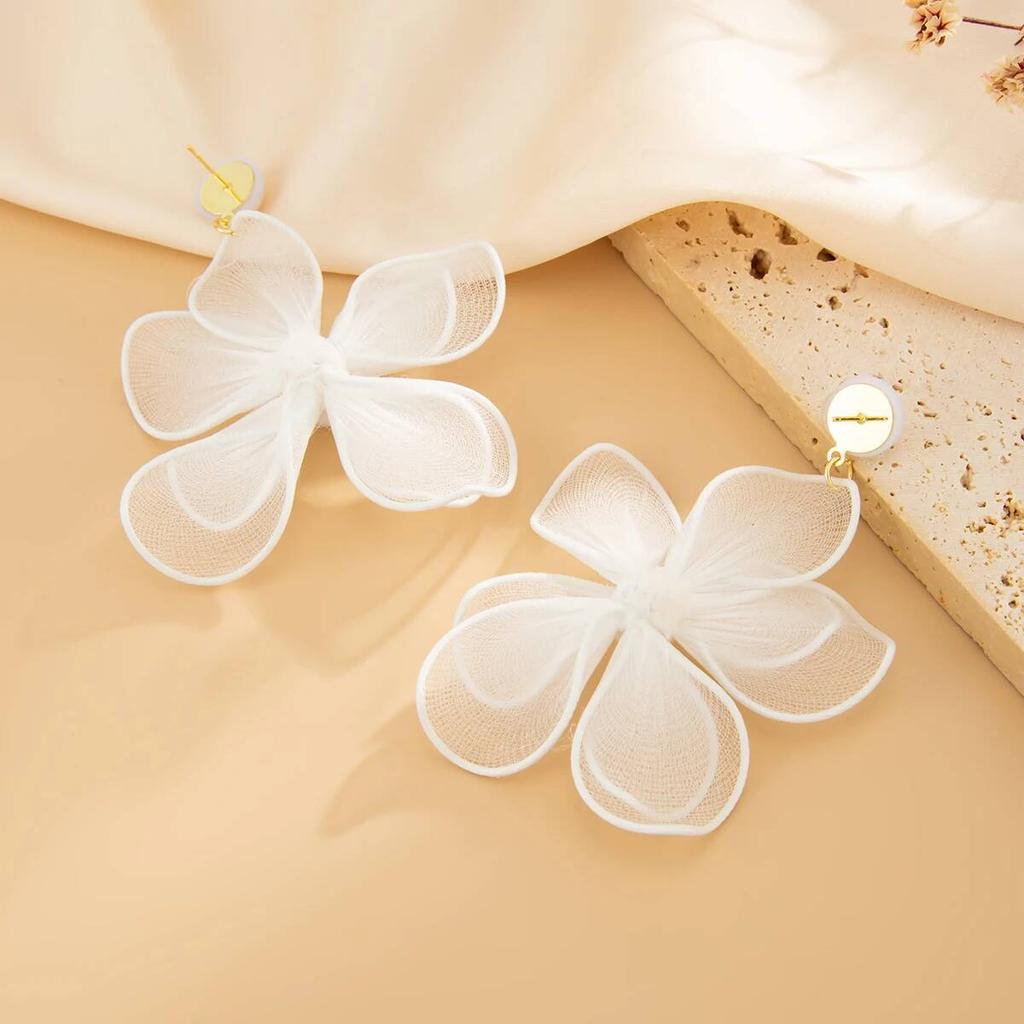 Ingemark Exquisite Elegante Imitation Perlen Netz Blume Hängende Ohrringe Damen Romantisch Minimalistisch Piercing Wed Braut Neuer Schmuck