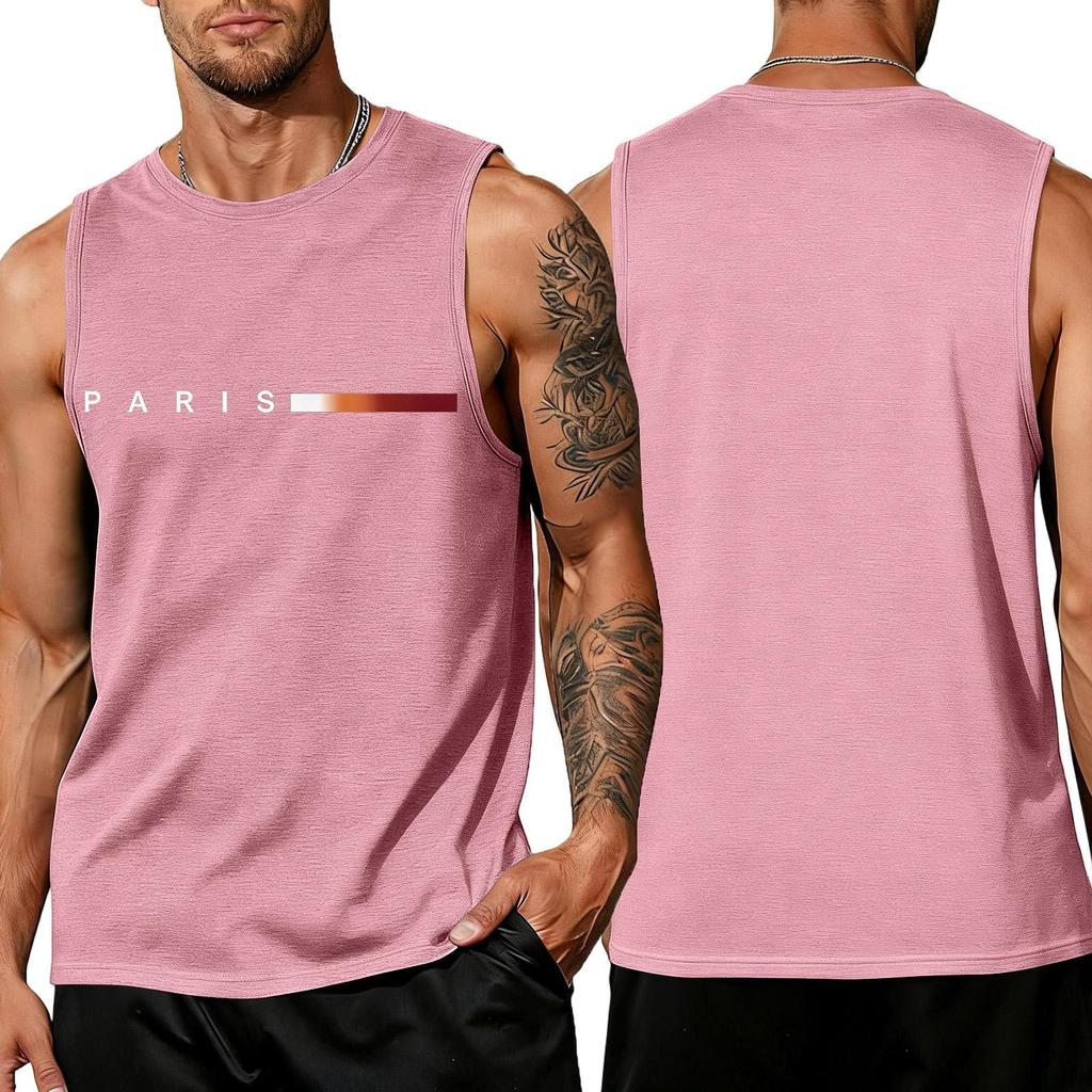 Men's Loose And Casual Trend Letter Pattern Printed Tank Top For Men, Men's Sporty Breathable Sleeveless Top