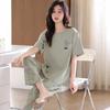 New Pure Cotton Pajamas Women's Spring and Summer Casual Fresh Short-sleeved Trousers Cool Cotton Can Be Worn Outside Loungewear Set