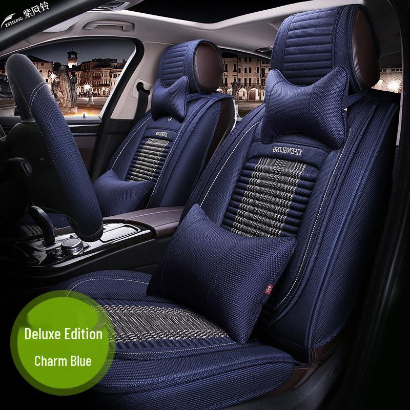 Purple Wind Chime Linen Car Seat Cover for Lexus LS500h/350/RX/LX - All Seasons, Full Coverage, Summer-Ready