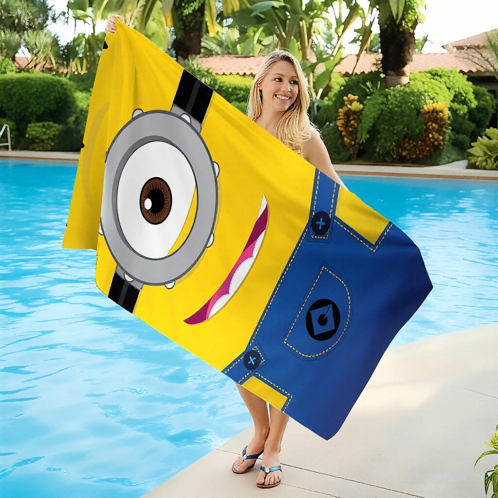 1pc Minions Microfiber Beach Towel, Lightweight Sand-Resistant, Multi-Use for Beach Yoga Camping Travel Pool Gym