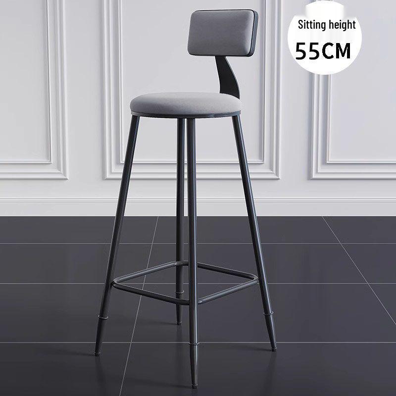 Modern Wrought Iron Bar Stool with Backrest - High Stool for Dining, Light Luxury Design