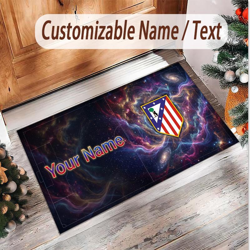 Personalized Crystal Velvet Carpet Atletico Madrid FC Pattern Non Slip Floor Rug