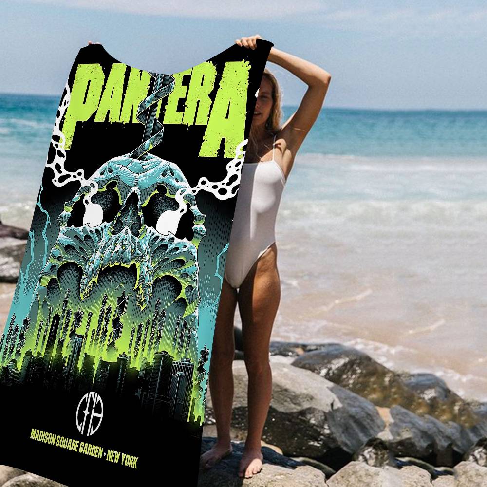 P-Pantera Band Microfiber Blanket Quick Drying Beach Towels Oversized Printing Super Absorbent Pool Towel Blanket