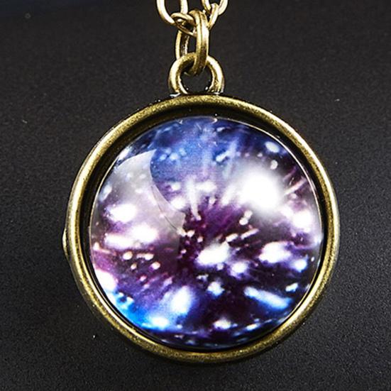 Yousheng Pendant Necklace Personality Double Sides Glow in The Dark Vintage Colorful Galaxy Glass Ball Necklace Jewelry Accessory