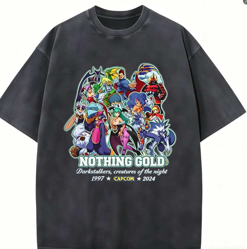 

Darkstalkers Anime Lover Washed T-shirt Year round clothing high quality personality Clothes Plus Size Unisex New Model Couples tee L