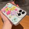 Cute 3D Colorful Stars Phone Case For iPhone 16 15 14 13 12 11 Pro Max Glitter Sequins Shockproof Soft Silicone Cover