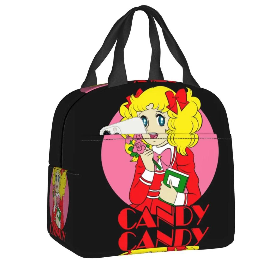 Candy Candy Thermal Insulated Lunch Bags Women Animated Anime Movies Portable Lunch Container School Travel Storage Food Box