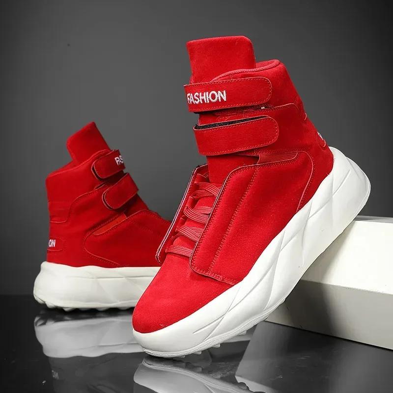 Fashion High Top Red Men's Winter Shoes 2025 Designer Casual Shoes Boots for Men Comfortable Suede Mens Shoes zapatos de hombre