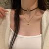 Autumn Maillard Pu Leather Tiger'S Eye Stone Stacked Choker Necklace Women'S Senior Exquisite Sweater Chain Collarbone Chain Neck Chain