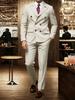 Mens Striped Formal Business Suit Set Blazer And Pants For Wedding Banquet