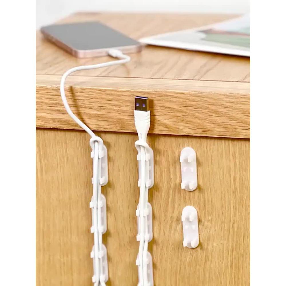 10Pcs White Adjustable Cable Clip, Adhesive Installation Without Drilling, Non-marking Disassembly, Can Organize TV/computer/network Cable
