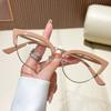 Retro Cat Eye Presbyopia Glasses Fashion Metal Half Frame Anti-blue Light HD Reading Glasses Eyepieces for Women  0 To 4.0
