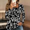 Tops for Women  Retro Print Long Sleeve Fake Two‑Piece Top Fall Casual Slim Pullover Women's Long Sleeve Top