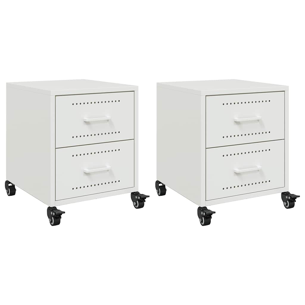 Vidaxl Szafki Nocne, 2 Szt., Białe, 36X39X43,5 Cm, Stal