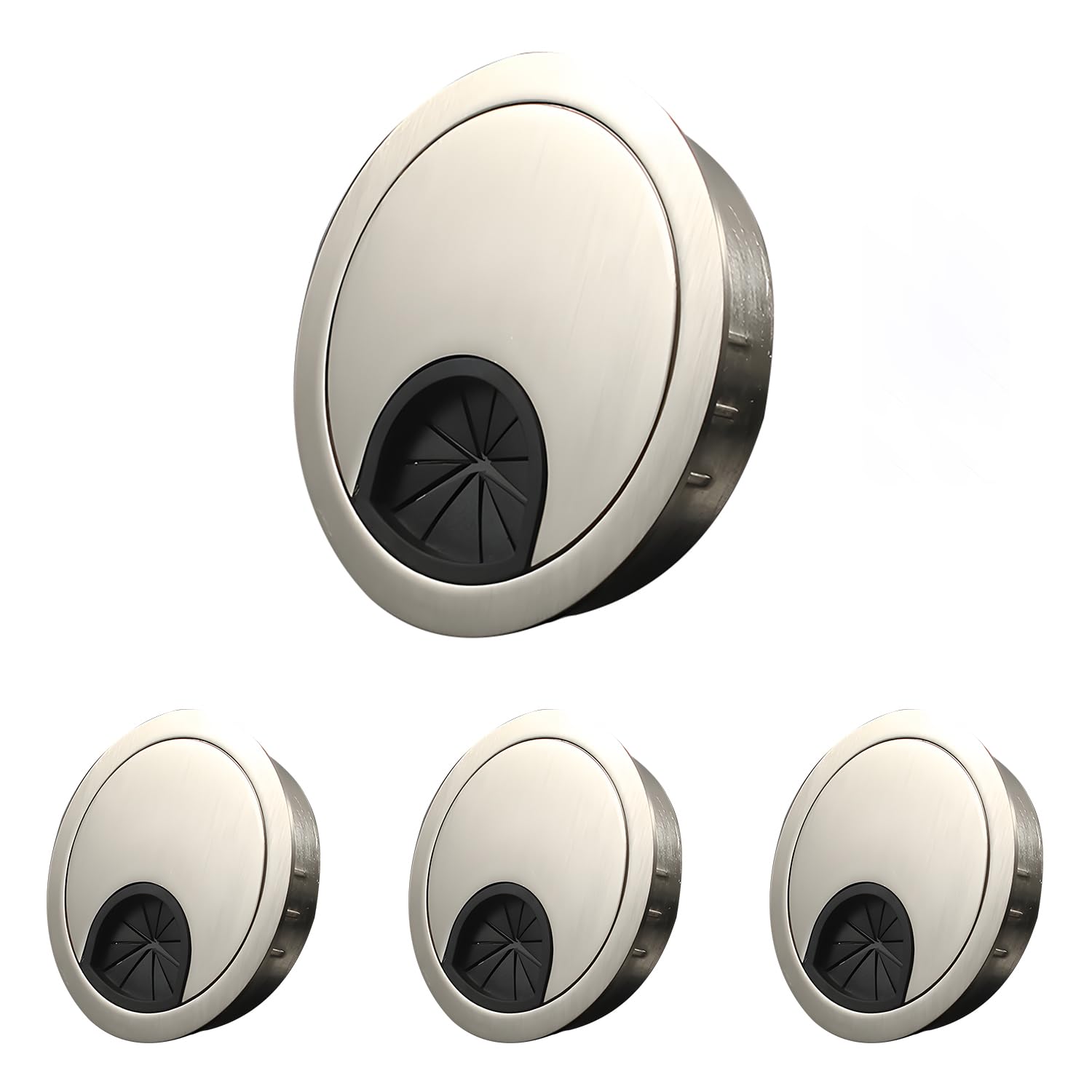 4-Pack 60mm Zinc Alloy Desk Grommet – Home/Office Cable Management Hole Cover (Grey)