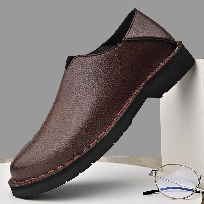2025 Barefoot shoes men's genuine leather Oxford men's natural leather loafers retro single cowhide handmade 43 44 shoes