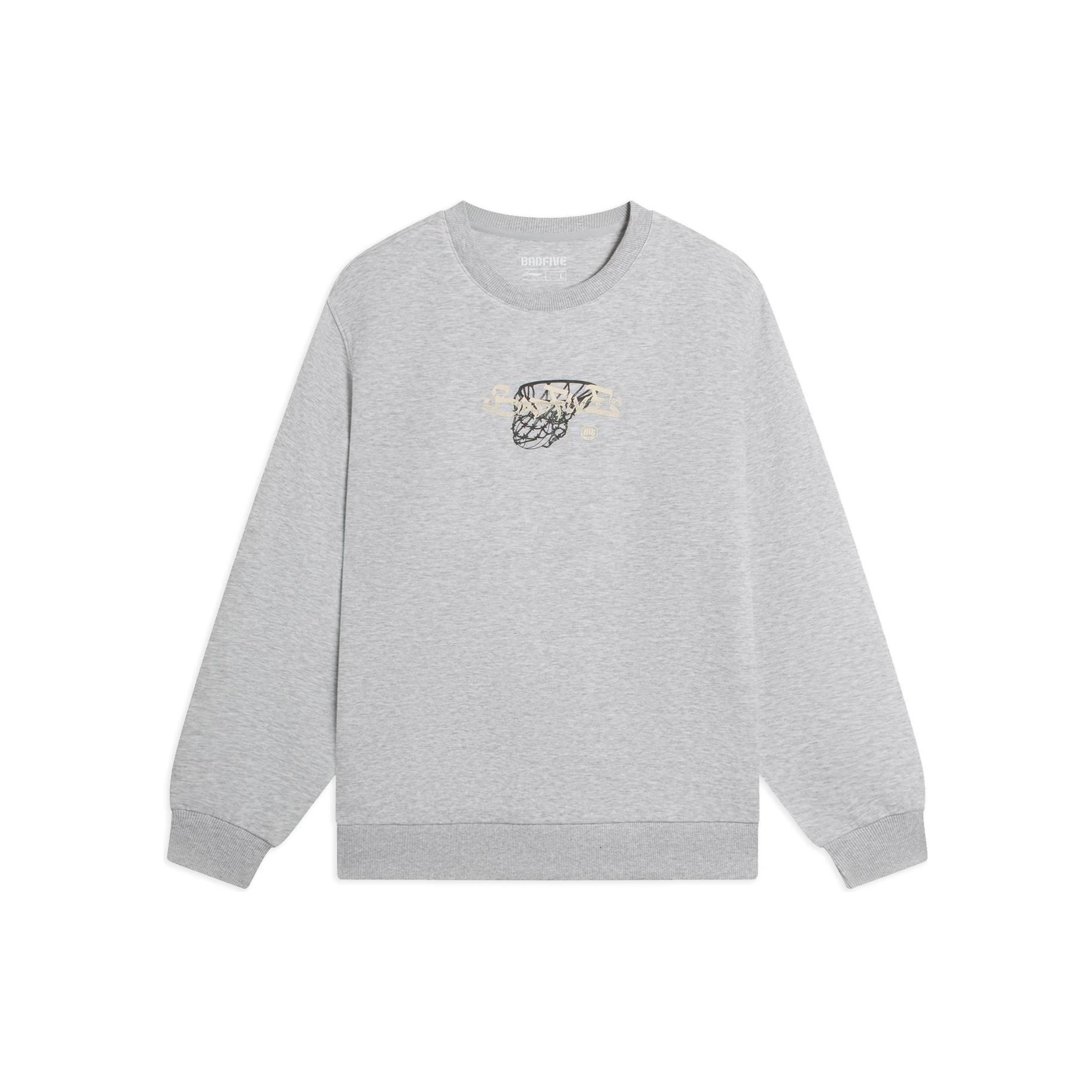 Li-Ning BadFive Hoops Graphic Sweatshirt Grey Men s AWDSB99-2 L