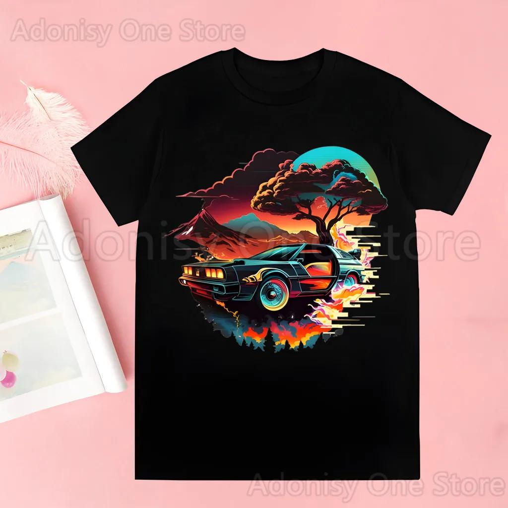 Back To The Future Delorean T-shirts Men Summer Graphic Tees Funny Shirts For Man Tshirts Crew Neck Harajuku Tops