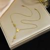Butterfly Tassel High-Grade Titanium Steel Necklace, 18K Gold-Plated Clavicle Chain, Fade-Resistant and Versatile for Women.