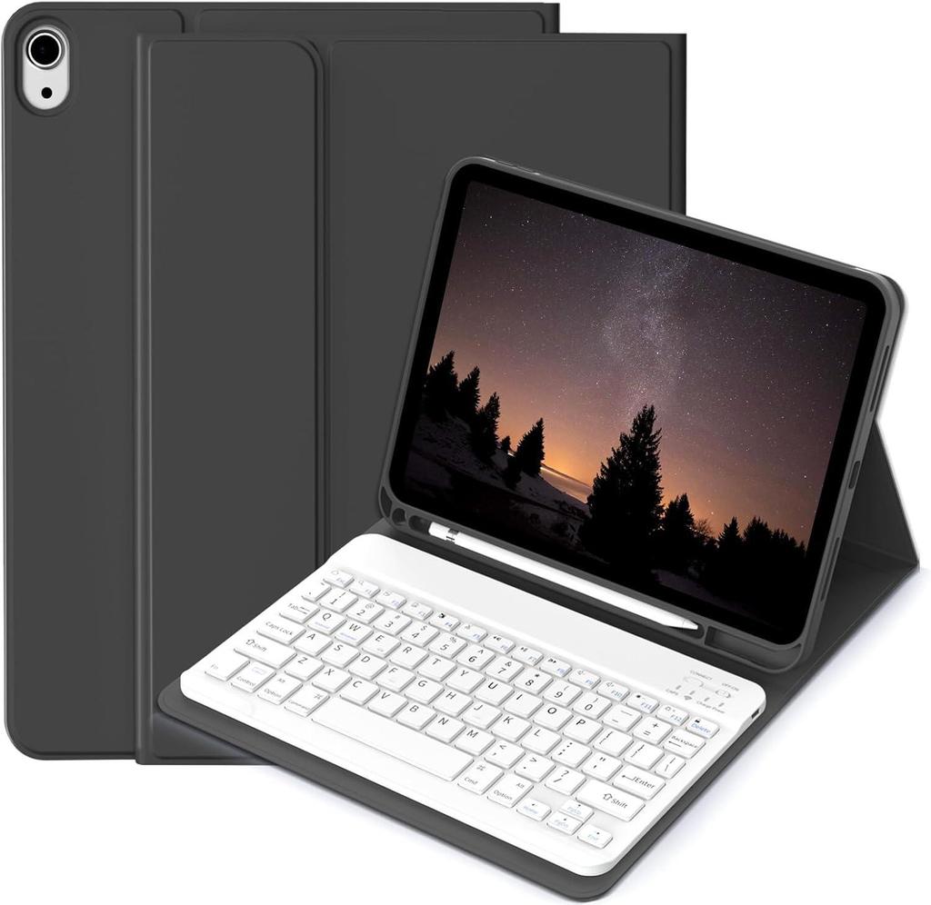 iPad Air 11th Gen Leather Case with Magnetic Backlit Keyboard and Pen Holder - Fits Pro 11/10.9