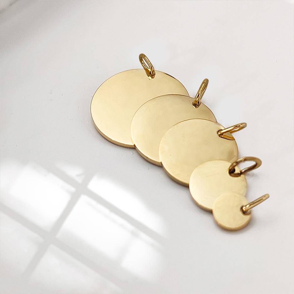 Engravable Stainless Steel Round Pendant with Hanging Ring for DIY Jewelry Bracelets & Necklaces