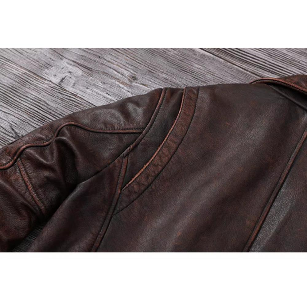 Chinese Size Vintage Genuine Leather Jacket Men Real Cowhide Air Force Flight Suit A2 Pilot Jacket Bomber Jacket