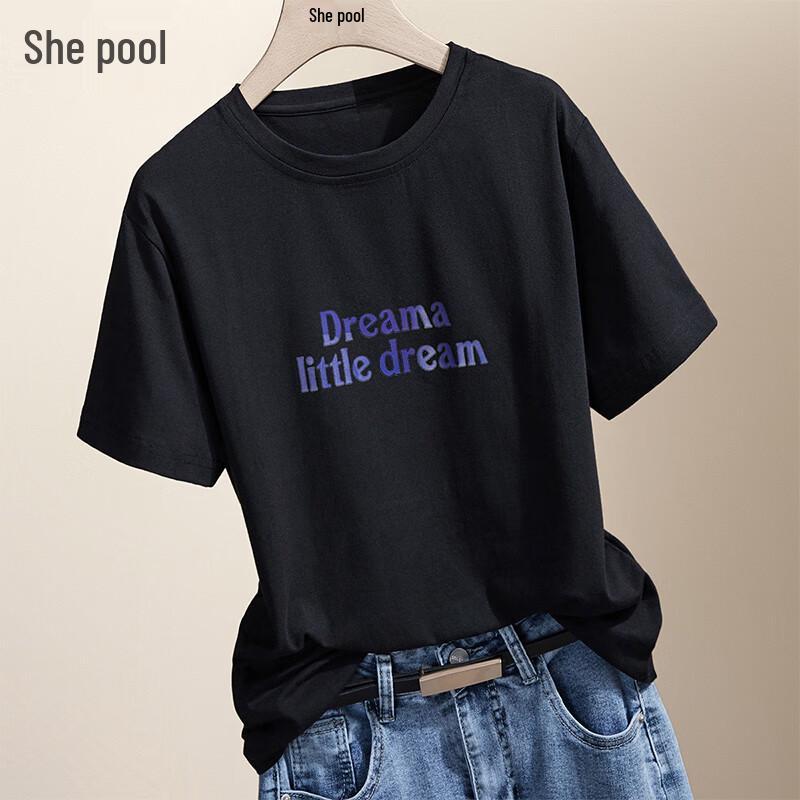 Women s 2026 Summer Loose Fit Letter Print Short Sleeve T-shirt S