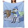 Mordecai and Rigby Pizza and Video Games Throw Blanket Cute Furry Thermal bed plaid Blankets