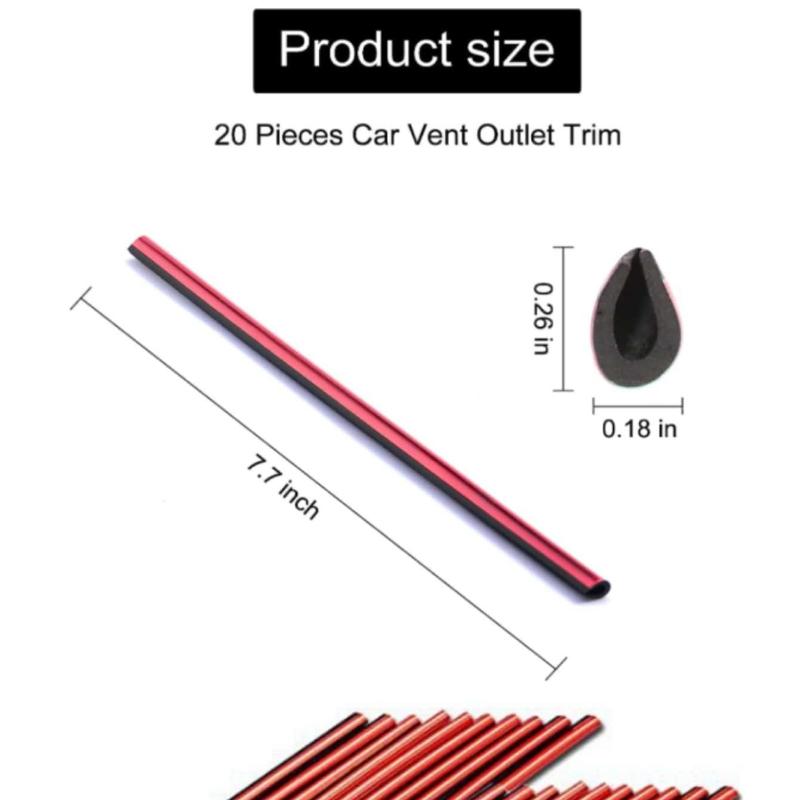 20pcs Chrome Plated PVC Car Interior Air Vent Outlet Decoration Trim Strip, DIY Car Decoration Strip Suitable for All Straight Vent Outlets