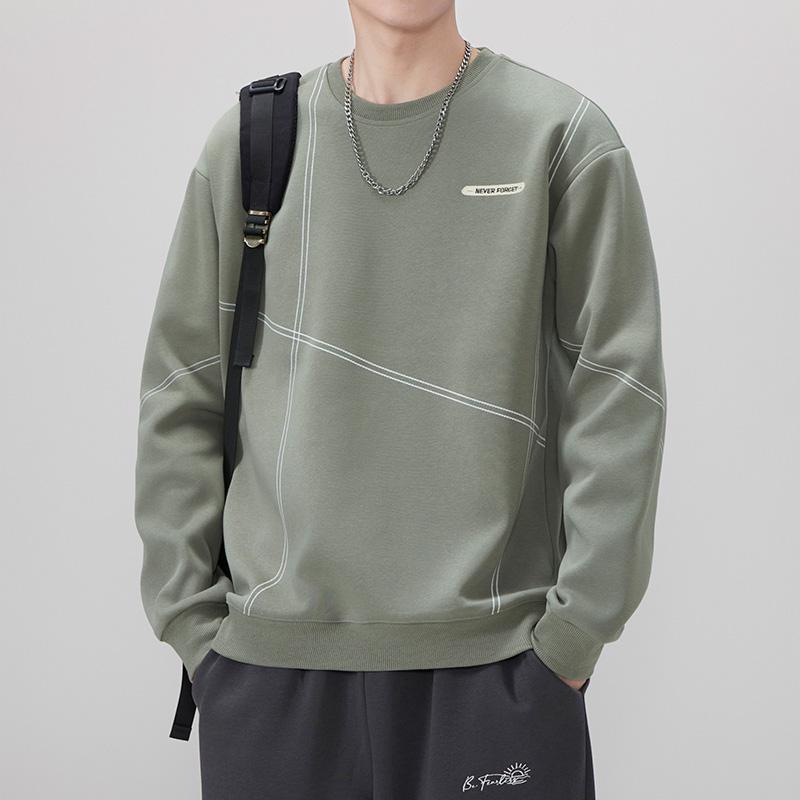 Men's 2025 Autumn/Winter Velvet Thickened Pullover Hoodie - Round Neck, Long Sleeve, Casual Sports Top